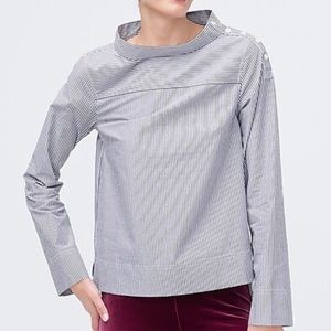 J. Crew Funnel Neck Blouse, stripe, T4